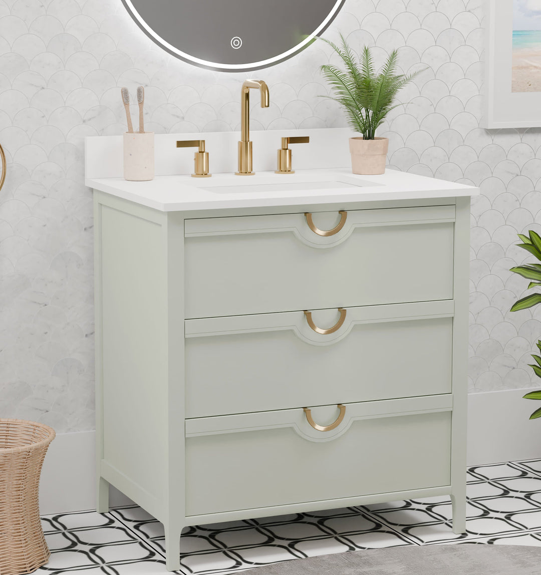 Yulan 30" Single Vanity With Pure White Quartz Top