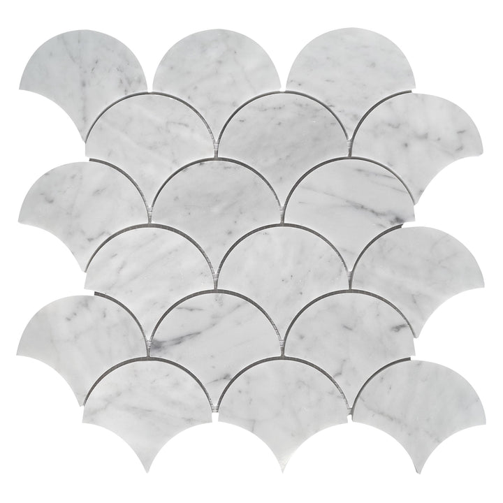 12-in x 12-in Polished Oriental White Shell Marble Mosaic Wall Tile(1-sq. ft/ Piece)