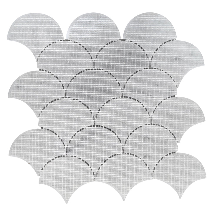 12-in x 12-in Polished Oriental White Shell Marble Mosaic Wall Tile(1-sq. ft/ Piece)