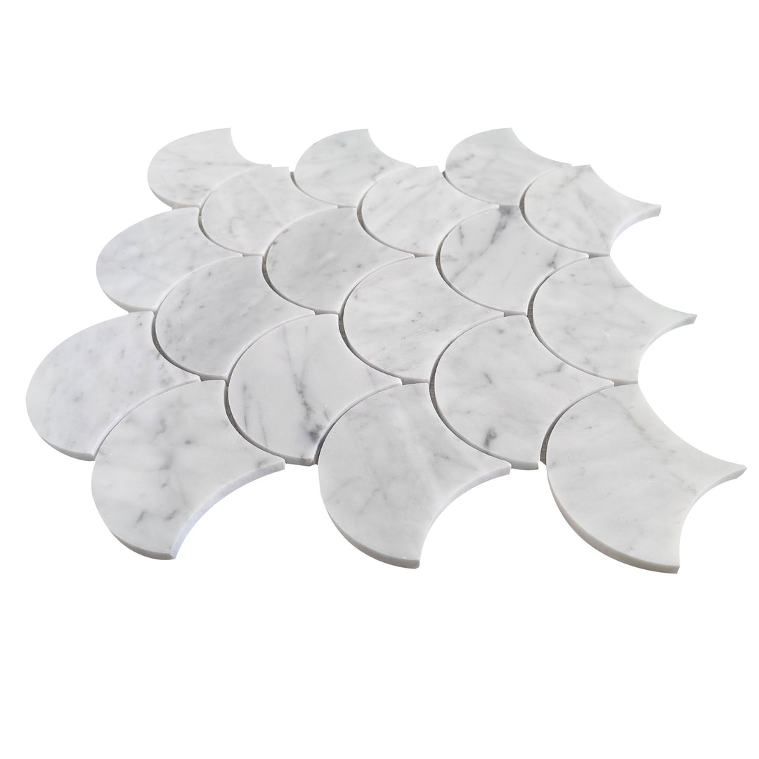 Polished Oriental White Shell Marble Mosaic Wall Tile - Sample (Product Shown is Full Size)