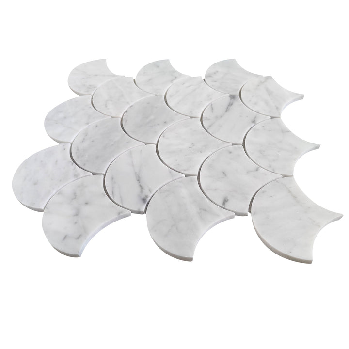 12-in x 12-in Polished Oriental White Shell Marble Mosaic Wall Tile(1-sq. ft/ Piece)