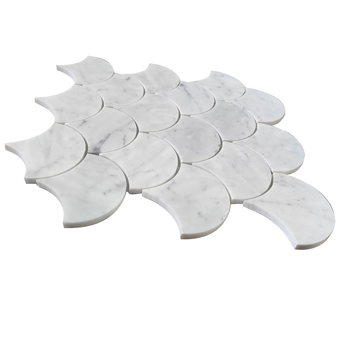 Polished Oriental White Shell Marble Mosaic Wall Tile - Sample (Product Shown is Full Size)