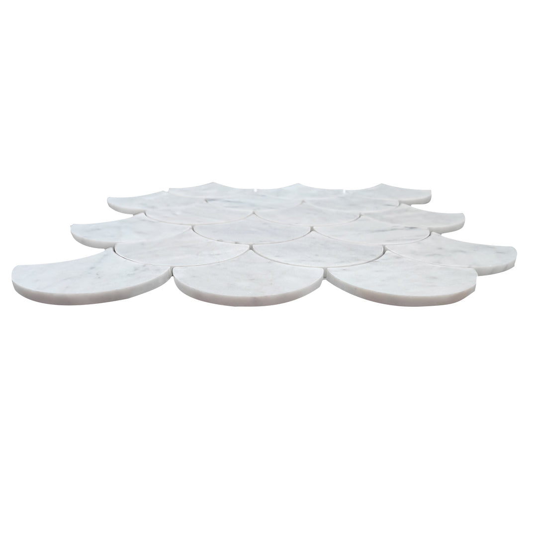 12-in x 12-in Polished Oriental White Shell Marble Mosaic Wall Tile(1-sq. ft/ Piece)