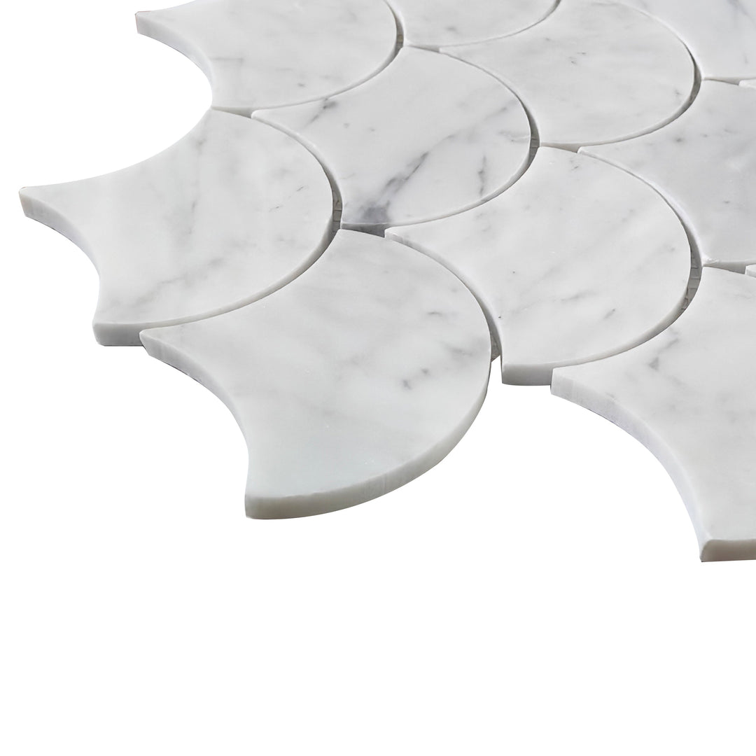 Polished Oriental White Shell Marble Mosaic Wall Tile - Sample (Product Shown is Full Size)