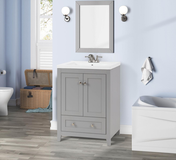 Adak 24" Compact Vanity in Gray with Porcelain Top