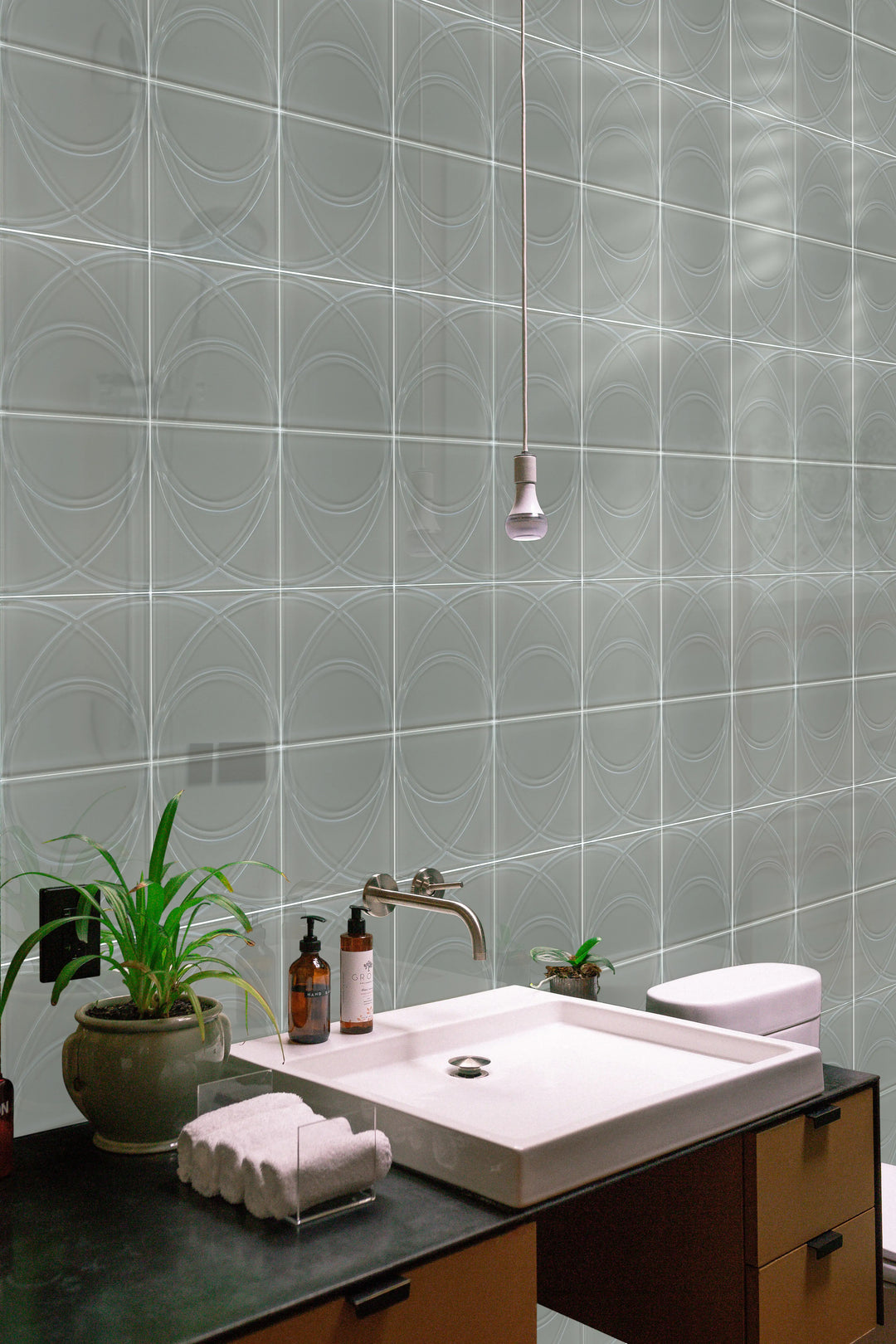 Taupe Swirl Glass Mosaic Wall Tile - Sample (Product Shown is Full Size)