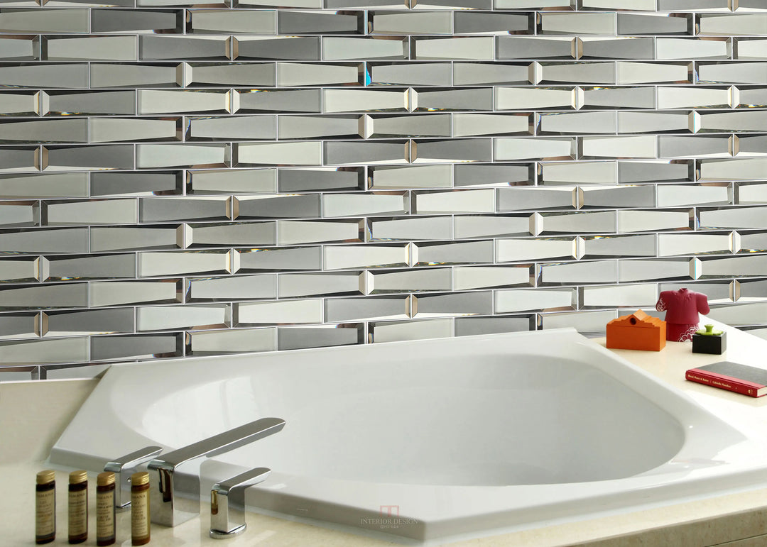 Carrara Marble & 3D Glass Mix 12-in x 12-in Glass Mosaic Wall Tile(1-sq. ft/ Piece)