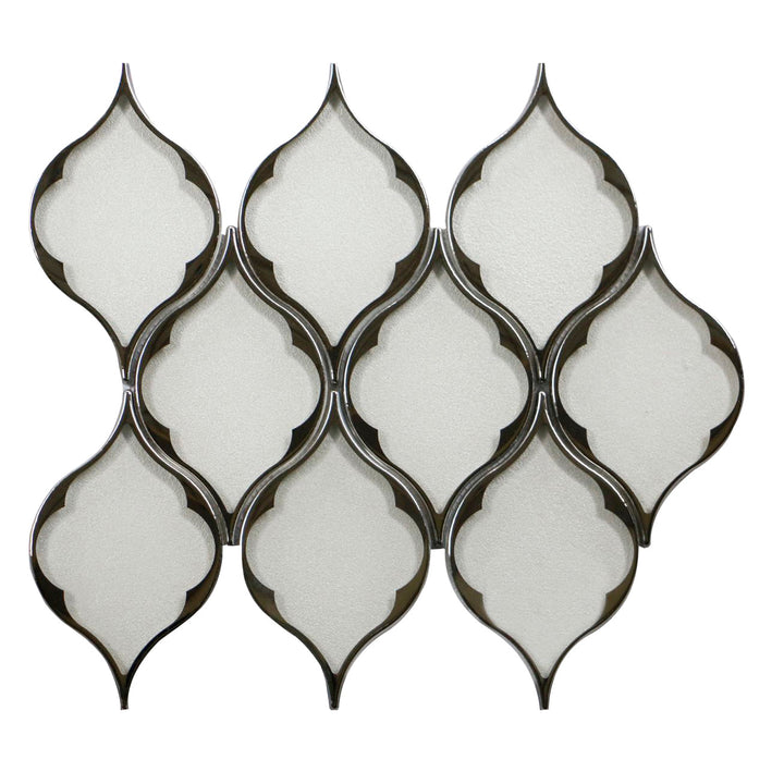 Feathered Lantern Pattern with Silver Trim 12-in x 10-in Glass Mosaic Wall Tile(0.83-sq. ft/ Piece)