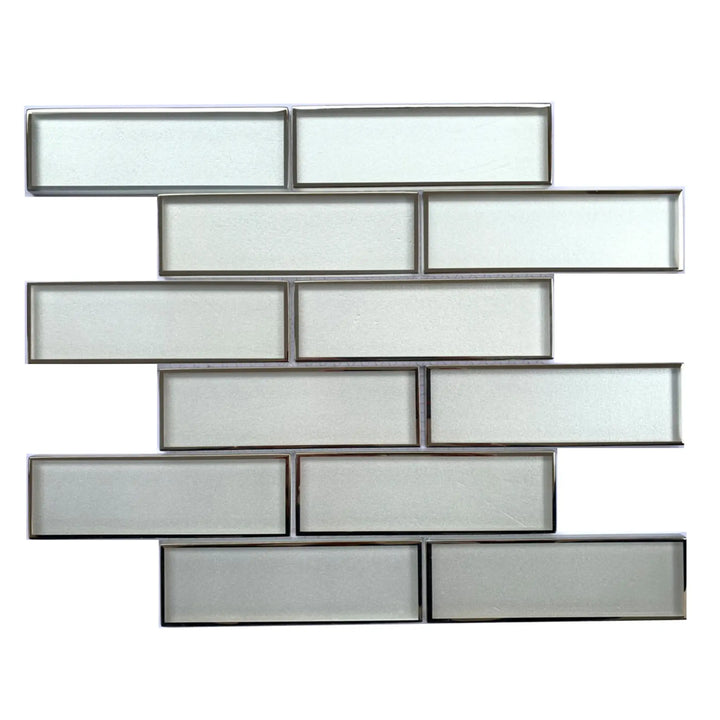 Champagne Glass Mosaic with Silver Metallic Trim 12-in x 12-in Glass Mosaic Wall Tile(1-sq. ft/ Piece)