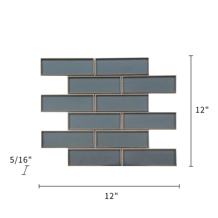 Dark Blue Glass Mosaic with Silver Trim 12-in x 12-in Glass Mosaic Wall Tile(1-sq. ft/ Piece)