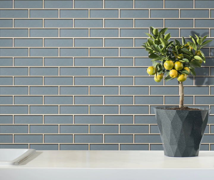 Dark Blue Glass Mosaic with Silver Trim 12-in x 12-in Glass Mosaic Wall Tile(1-sq. ft/ Piece)