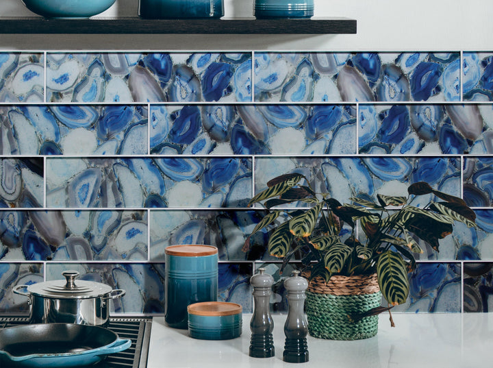 Inkjet Geode 4-in x 16-in Glass Tile(0.44-sq. ft/ Piece)