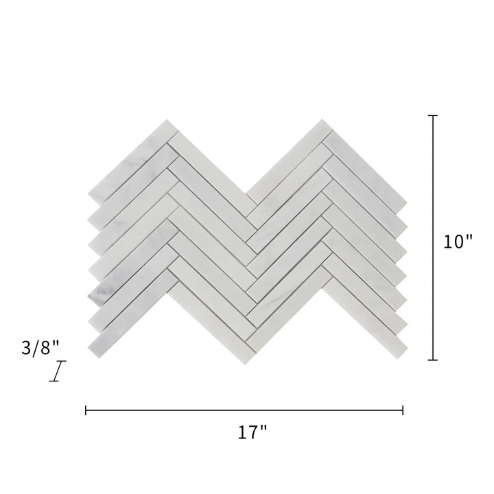 Oriental White 17-in x 10-in Herringbone Marble Mosaic Floor and Wall Tile(1.18-sq. ft/ Piece)