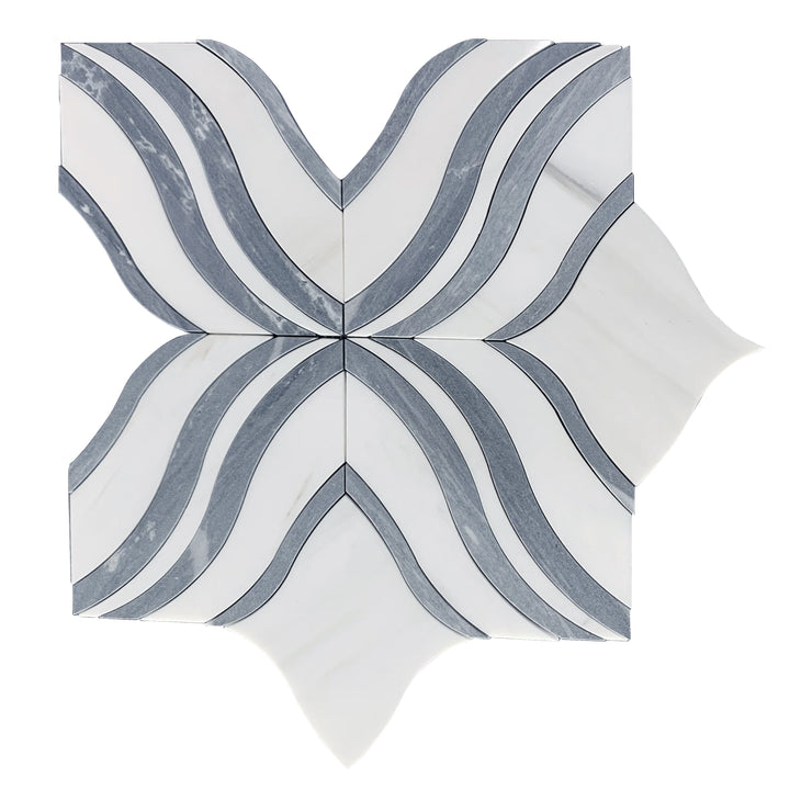 Lily - Thassos White & Palissandro Marble 12-in x 12-in Waterjet Mosaic Floor and Wall Tile(1-sq. ft/ Piece)