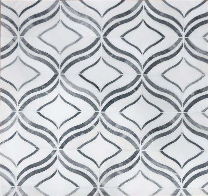 Lily - Thassos White & Palissandro Marble 12-in x 12-in Waterjet Mosaic Floor and Wall Tile(1-sq. ft/ Piece)
