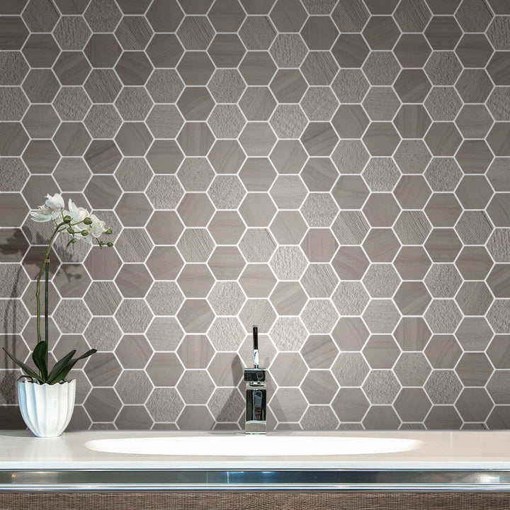 12-in x 12-in Athena Trinity Hexagon Marble Mosaic Floor and Wall Tile(1-sq. ft/ Piece)