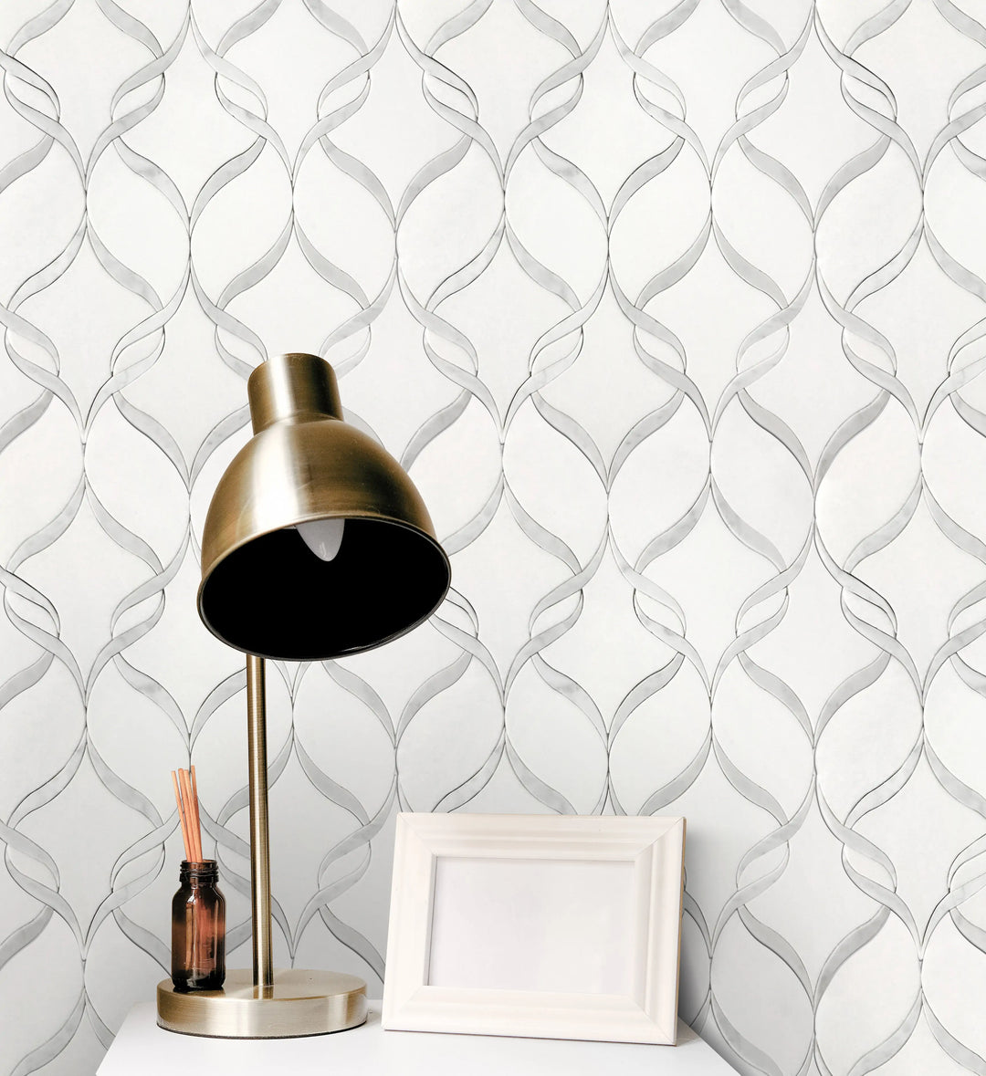 Soft Ribbons Carrara White & Thassos 14-in x 17-in Waterjet Mosaic Floor and Wall Tile(1.65-sq. ft/ Piece)