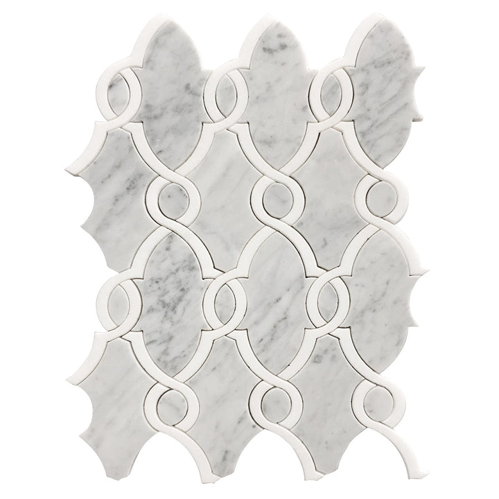Carrara White & Thassos White 10-in x 14-in Waterjet Mosaic Floor and Wall Tile(0.97-sq. ft/ Piece)