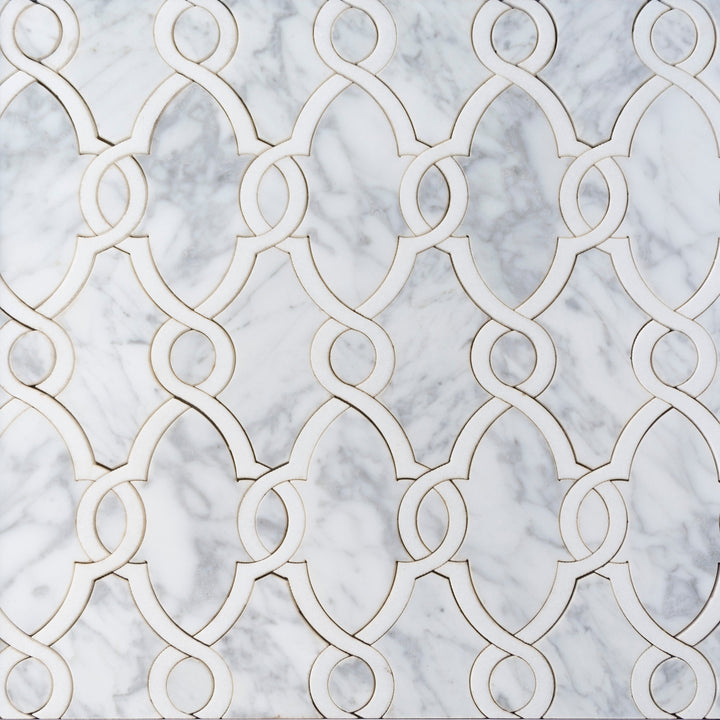 Carrara White & Thassos White 10-in x 14-in Waterjet Mosaic Floor and Wall Tile(0.97-sq. ft/ Piece)