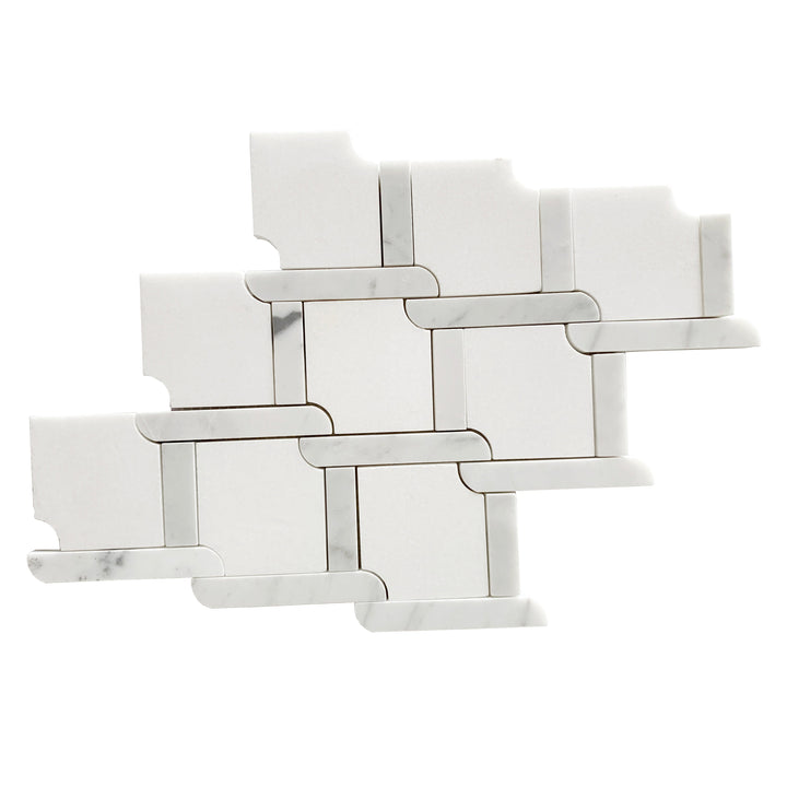 Thassos White & Carrara White 9-in x 9-in Waterjet Mosaic Floor and Wall Tile(0.54-sq. ft/ Piece)