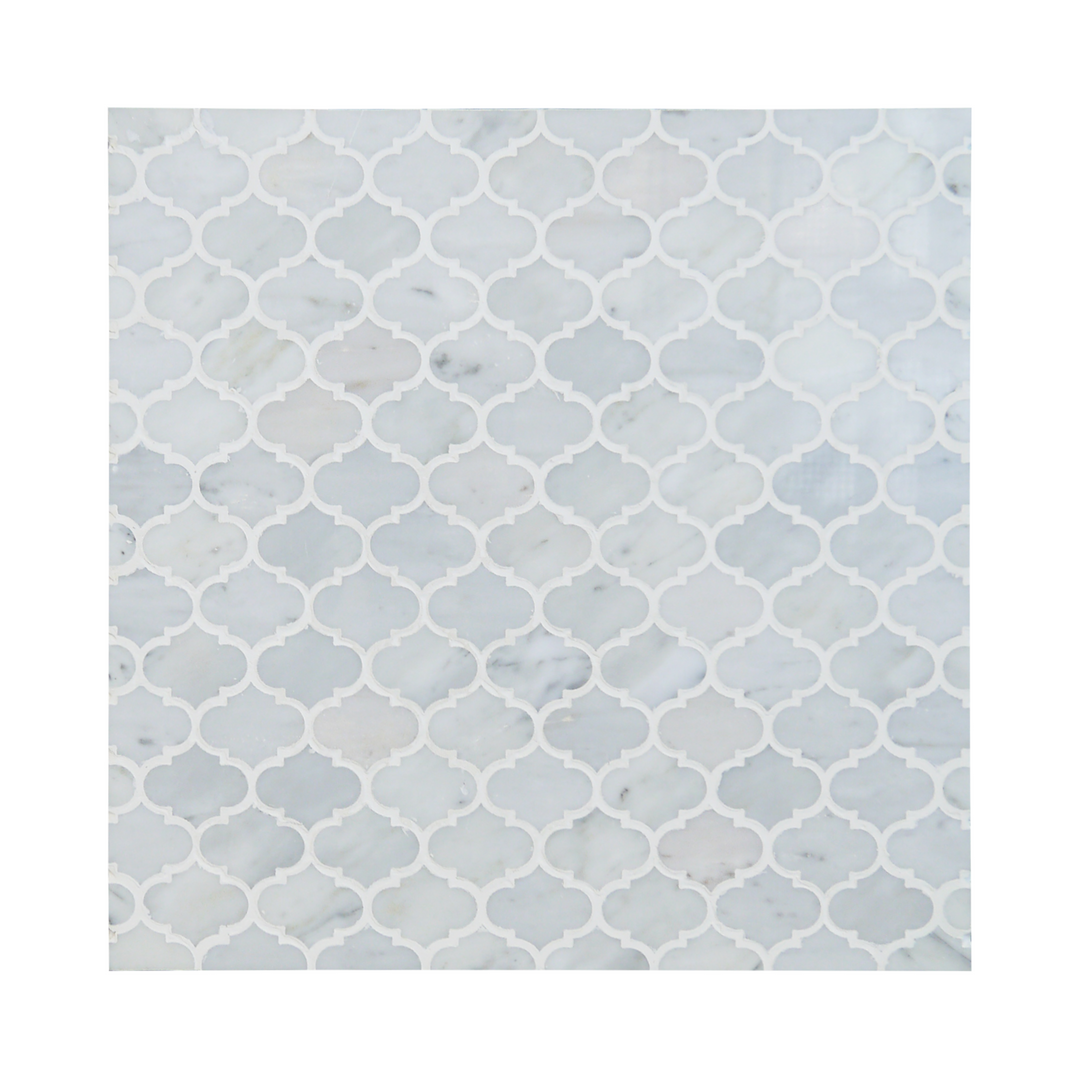Mini Arabesque Carrara White 10-in x 11-in Waterjet Mosaic Wall Tile(0.76-sq. ft/ Piece)