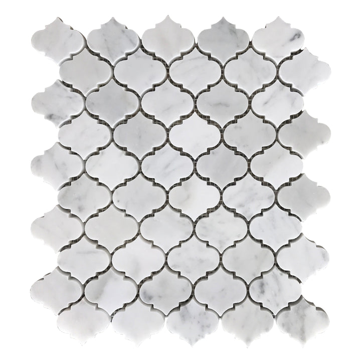 Mini Arabesque Carrara White 10-in x 11-in Waterjet Mosaic Wall Tile(0.76-sq. ft/ Piece)