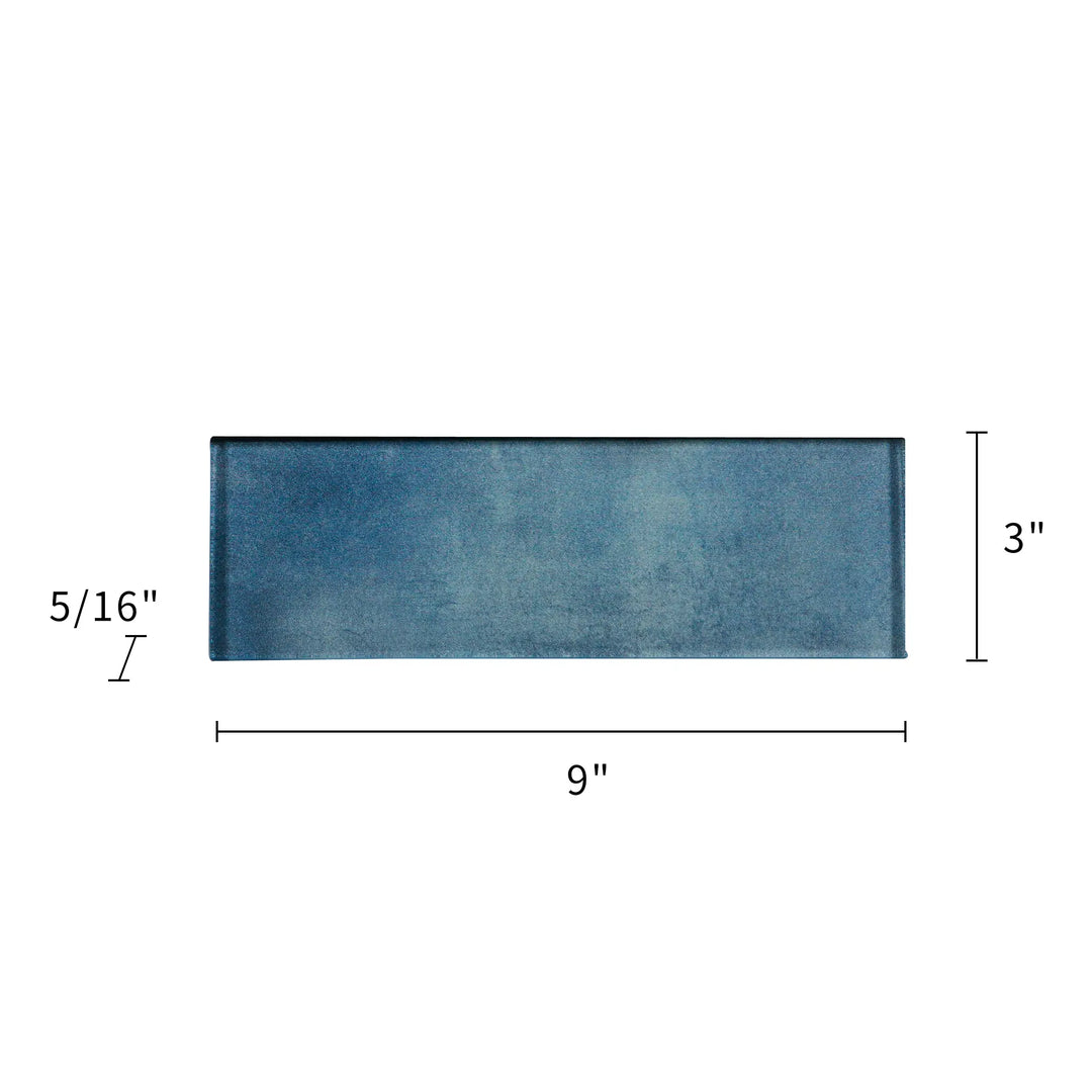 Medium Blue 3-in x 9-in Glass Tile(0.19-sq. ft/ Piece)