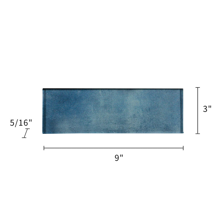 Medium Blue 3-in x 9-in Glass Tile(0.19-sq. ft/ Piece)