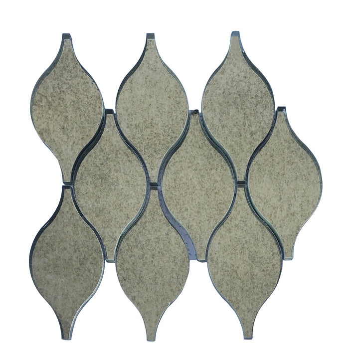 Soft Harmony Feathers Antique Mirror 9-in x 10-in Glass Mosaic Wall Tile(1-sq. ft/ Piece)