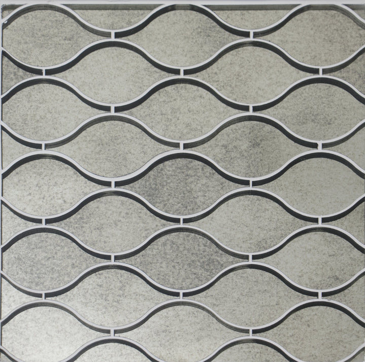 Soft Harmony Feathers Antique Mirror 9-in x 10-in Glass Mosaic Wall Tile(1-sq. ft/ Piece)