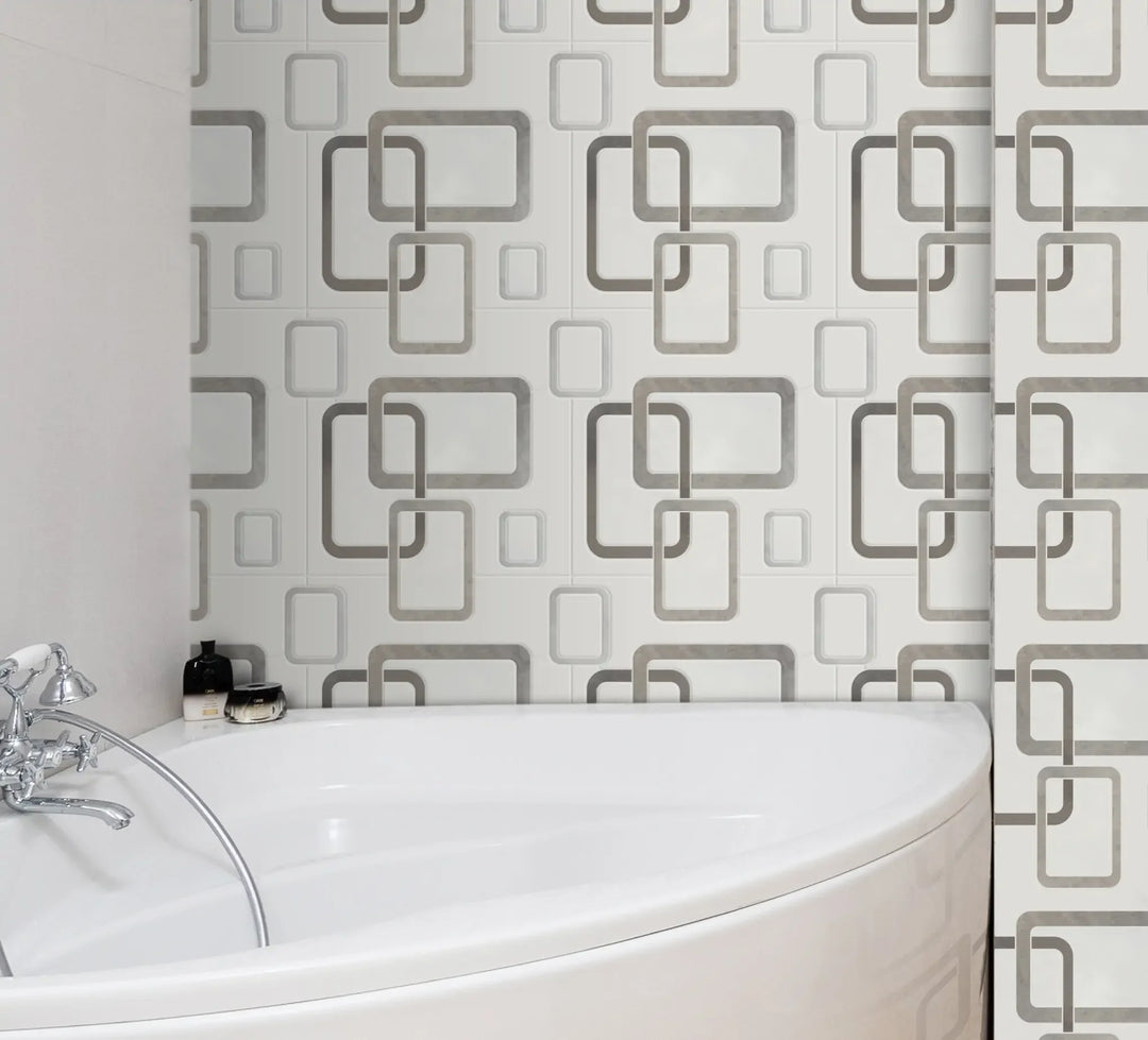 Warhol Thassos & Tunisian Gray 12-in x 11-in Waterjet Mosaic Floor and Wall Tile(0.92-sq. ft/ Piece)