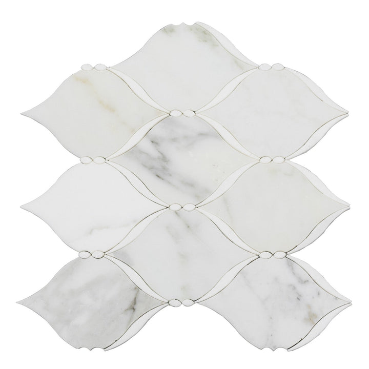 Dewdrop Thassos & Calacatta 13-in x 13-in Waterjet Mosaic Floor and Wall Tile(1.17-sq. ft/ Piece)