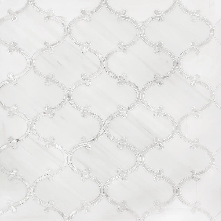 Thassos White & Mother of Pearl 14-in x 15-in Polished Waterjet Mosaic Floor and Wall Tile(1.46-sq. ft/ Piece)