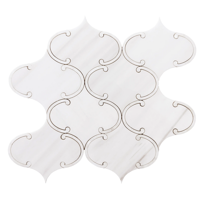 Thassos White & Mother of Pearl 14-in x 15-in Polished Waterjet Mosaic Floor and Wall Tile(1.46-sq. ft/ Piece)