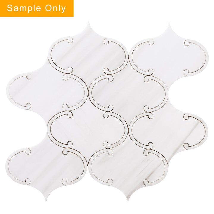 Thassos White & Mother of Pearl Polished Waterjet Mosaic Floor and Wall Tile - Sample (Product Shown is Full Size)