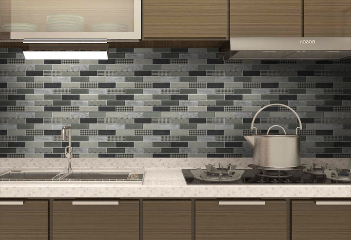 French Gingham Brick 12-in x 10-in Glass Mosaic Wall Tile(0.83-sq. ft/ Piece)