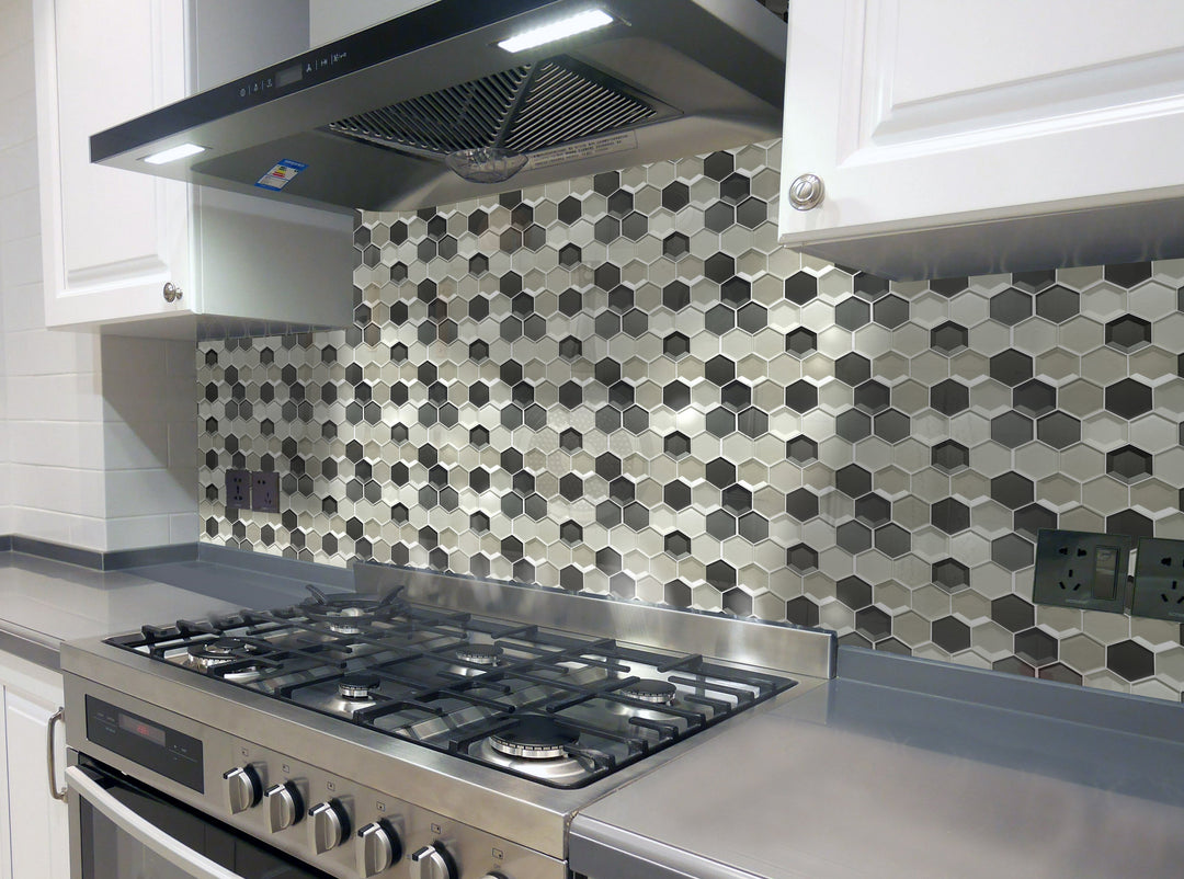 Mixed 3D Hexagon 10-in x 12-in Glass Mosaic Wall Tile(0.83-sq. ft/ Piece)
