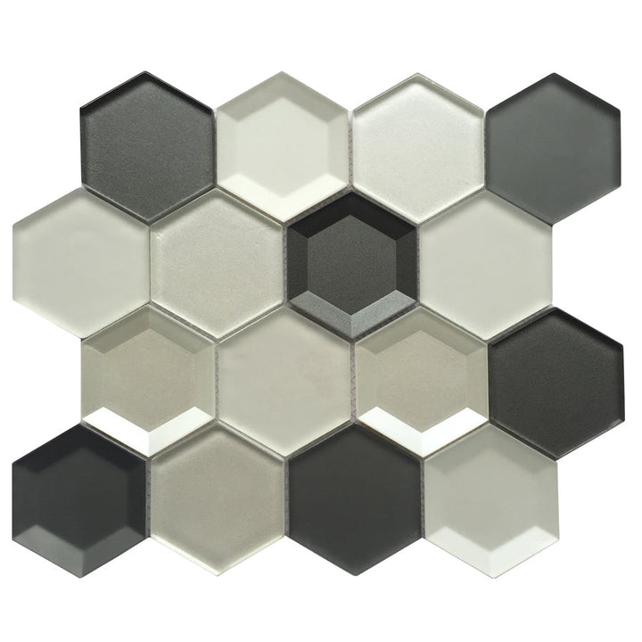 Mixed 3D Hexagon 10-in x 12-in Glass Mosaic Wall Tile(0.83-sq. ft/ Piece)