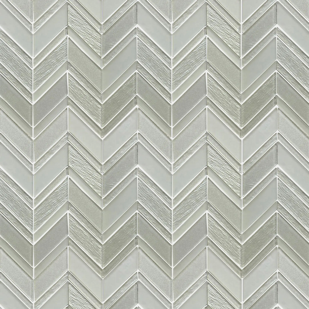Silver Chevron Metallic Champagne Glass Mosaic Wall Tile - Sample (Product Shown is Full Size)