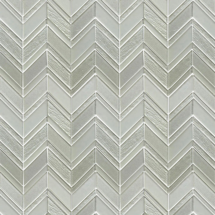 Silver Chevron Metallic Champagne Glass Mosaic Wall Tile - Sample (Product Shown is Full Size)