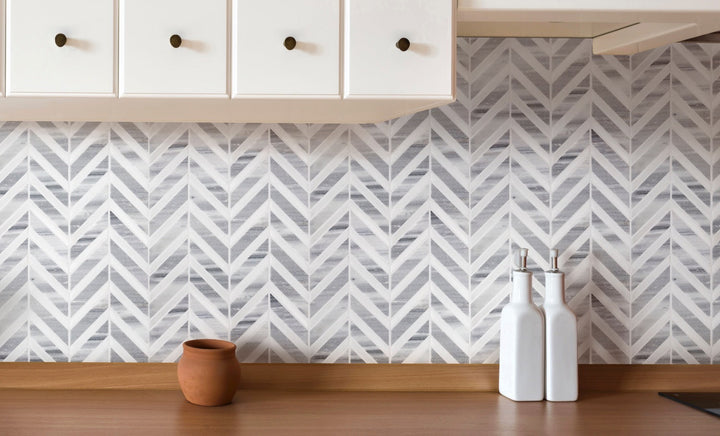 Marmara Chevron Marble Mosaic Floor and Wall Tile - Sample (Product Shown is Full Size)