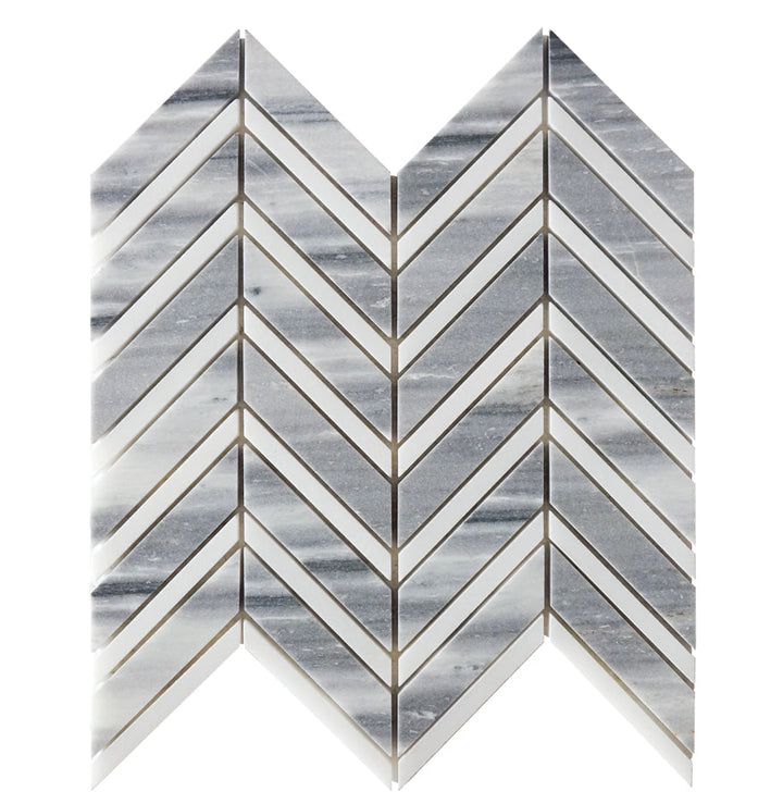 Marmara Chevron 12-in x 12-in Marble Mosaic Floor and Wall Tile(1-sq. ft/ Piece)