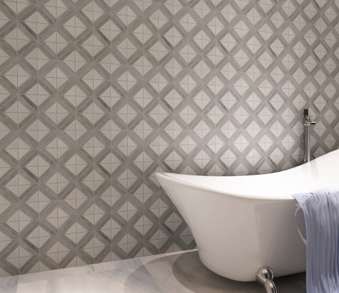 Rubik Cube Pattern 12-in x 12-in Marble Mosaic Floor and Wall Tile(1-sq. ft/ Piece)