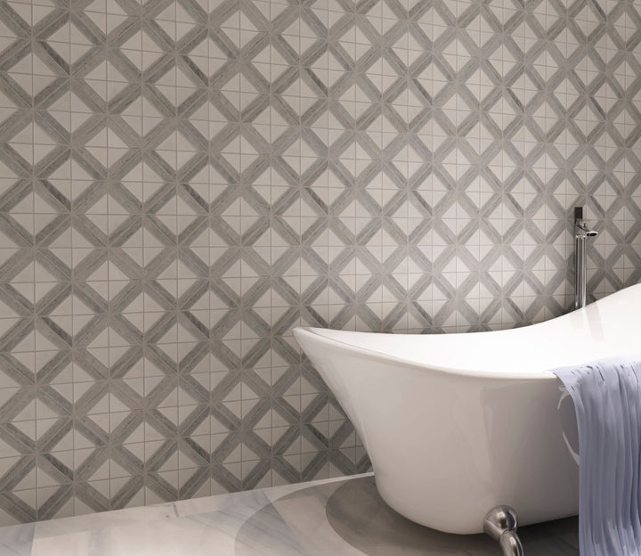 Rubik Cube Pattern 12-in x 12-in Marble Mosaic Floor and Wall Tile(1-sq. ft/ Piece)