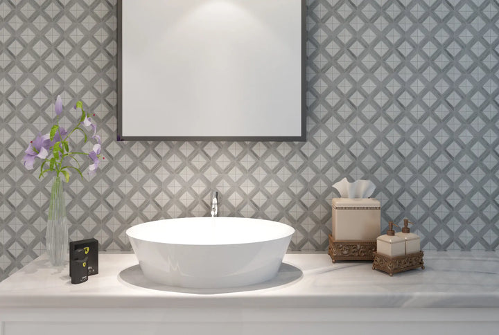 Rubik Cube Pattern 12-in x 12-in Marble Mosaic Floor and Wall Tile(1-sq. ft/ Piece)