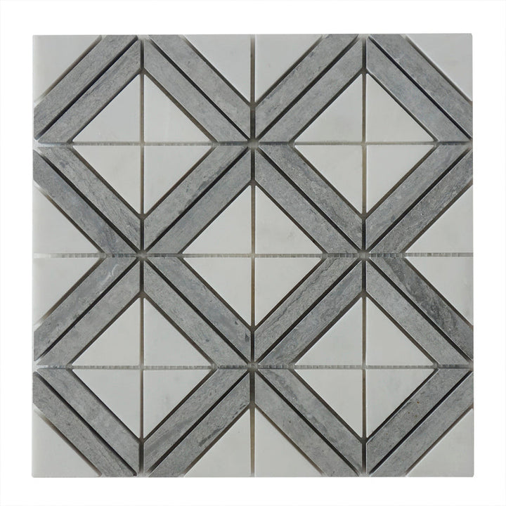Rubik Cube Pattern 12-in x 12-in Marble Mosaic Floor and Wall Tile(1-sq. ft/ Piece)