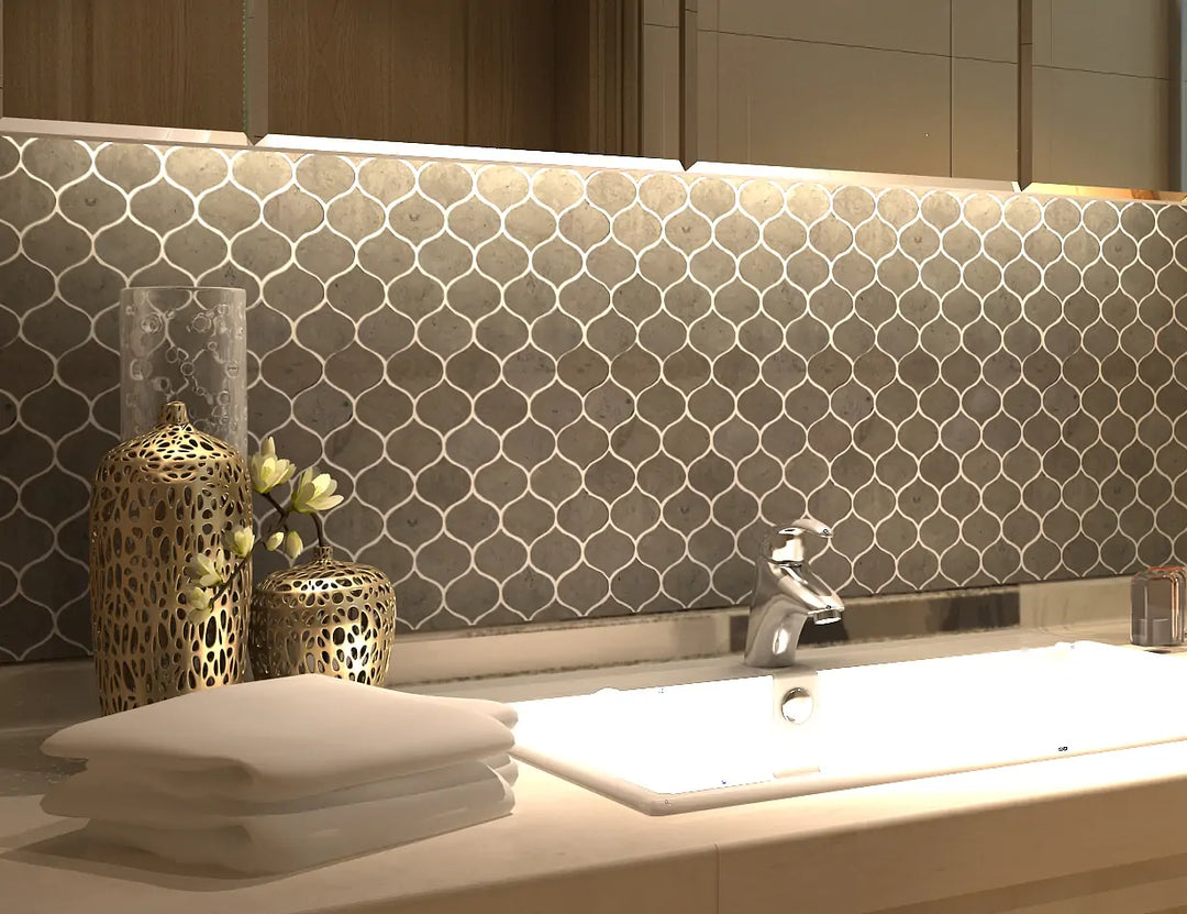 Dark Gray Droplet Marble Mosaic Floor and Wall Tile - Sample (Product Shown is Full Size)