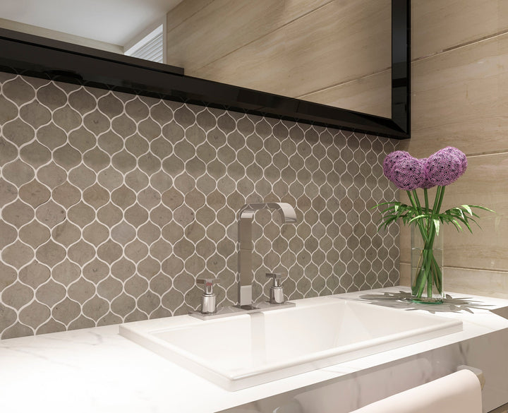 Dark Gray Droplet Marble Mosaic Floor and Wall Tile - Sample (Product Shown is Full Size)