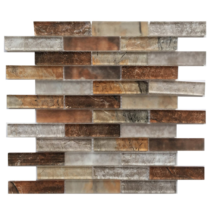 Gray Umber Textured Mixed Color Glass 12-in x 12-in Mosaic Wall Tile(1-sq. ft/ Piece)