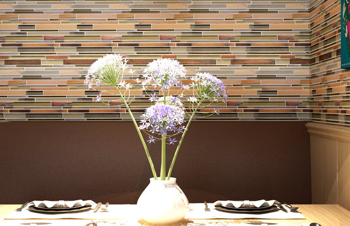 Ambergris Reed Mixed Media Random Strips 12-in x 12-in Glass Mosaic Wall Tile(1-sq. ft/ Piece)